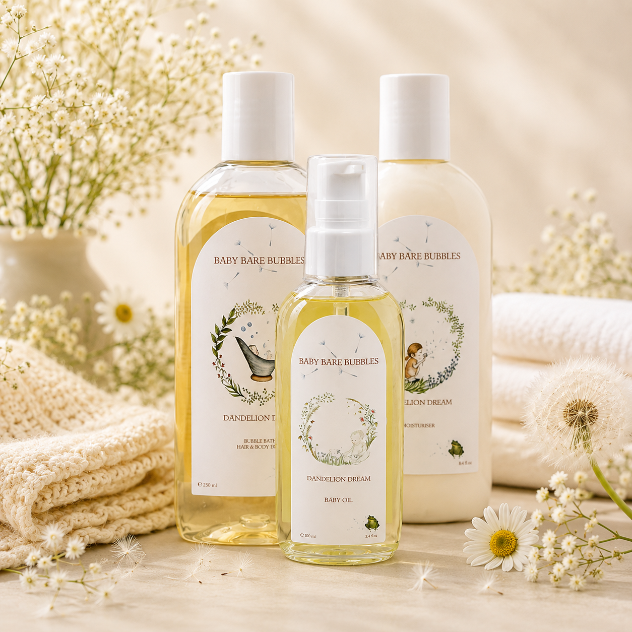 Luxury Shampoo, Body Wash, Bubble Bath, Moisturiser & Baby Oil Set