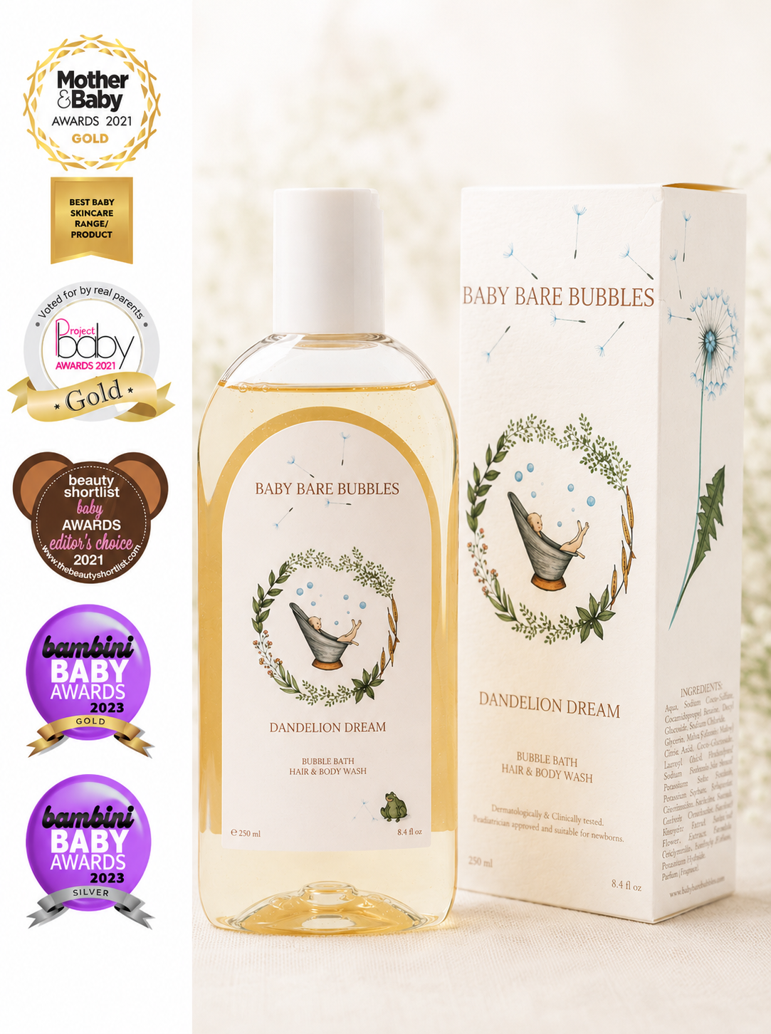 Luxury Shampoo, Body Wash, Bubble Bath, Moisturiser & Baby Oil Set