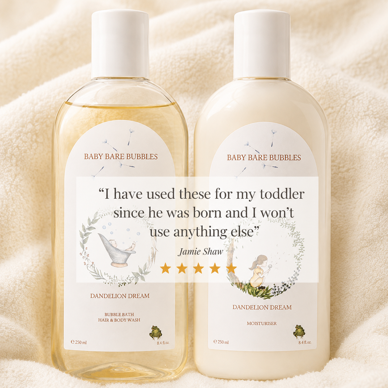 Luxury Shampoo, Body Wash, Bubble Bath & Moisturiser Set - 250ml