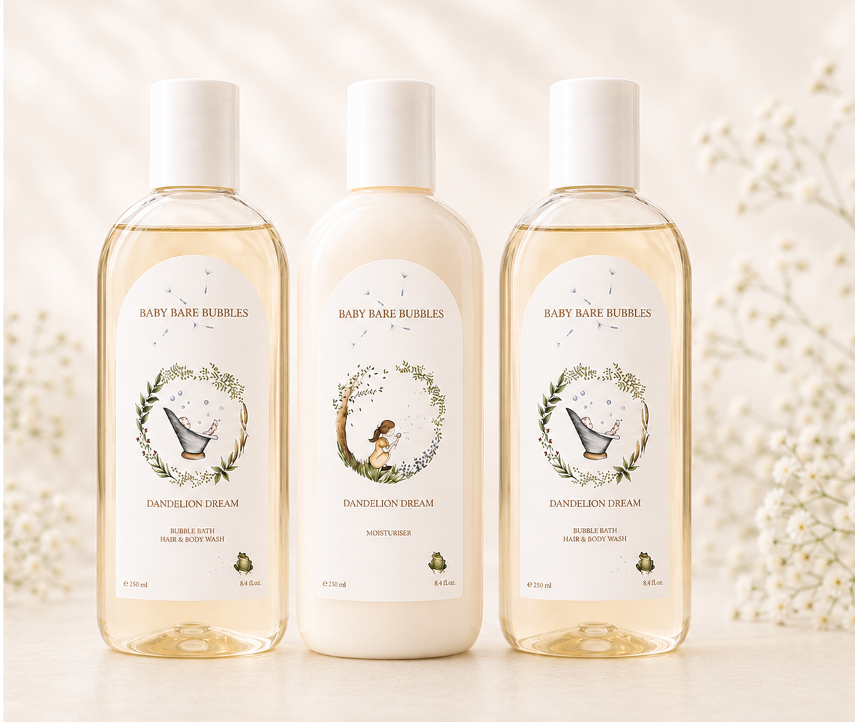 3 Pack - 2 x Luxury Shampoo, Body Wash & Bubble Bath & 1 x Luxury Moisturiser - 250ml