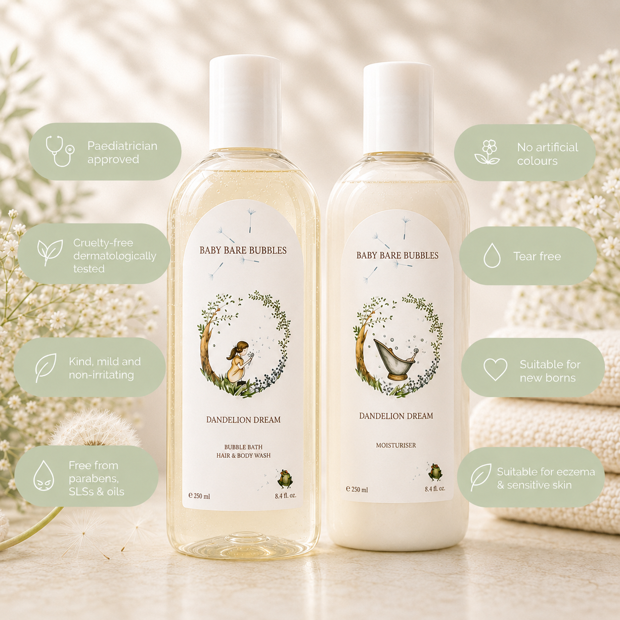 Luxury Shampoo, Body Wash, Bubble Bath & Moisturiser Set - 250ml