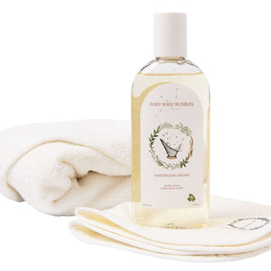 Hooded Supersoft Bamboo Baby Towel, Washcloth, Bubble Bath, Shampoo and Body Wash Set